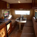 Inside the 15RB with Dinette setup in front
